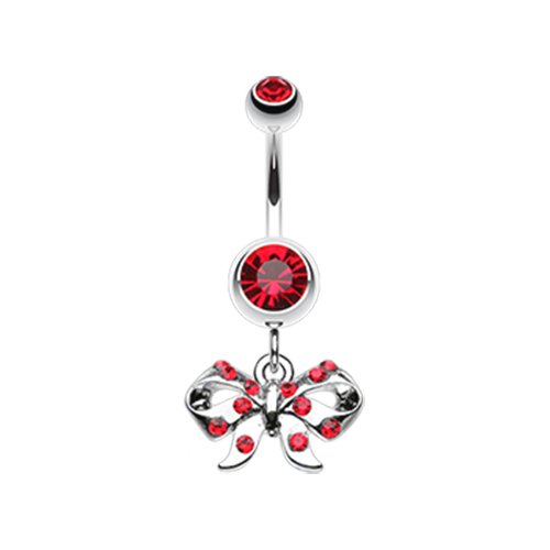 Twinkling Bow Belly Button Ring Navel Ring Impulse Piercings Red