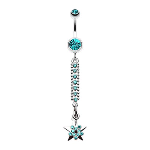 Twinkling Journey to the Stars Belly Button Ring Navel Ring Impulse Piercings Teal