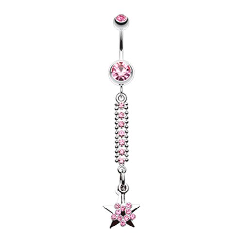 Twinkling Journey to the Stars Belly Button Ring Navel Ring Impulse Piercings Light Pink