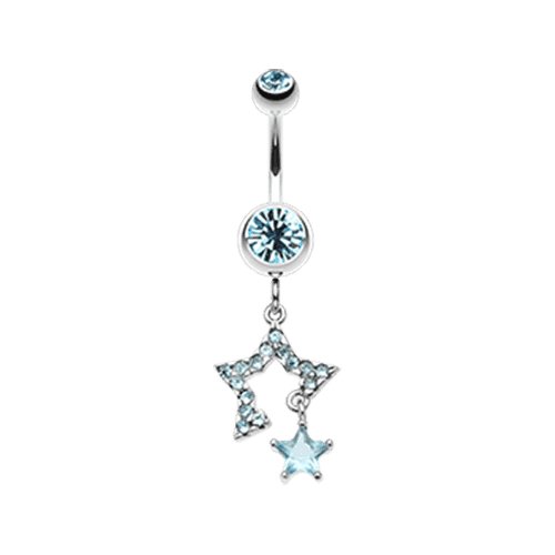 Twinkling Stars Belly Button Ring Navel Ring Impulse Piercings Aqua