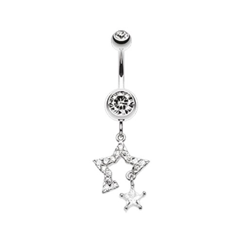 Twinkling Stars Belly Button Ring Navel Ring Impulse Piercings Clear