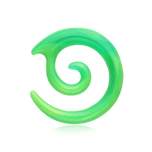 Twirl Fang Spiral Acrylic Ear Gauge Spiral Hanging Taper Tapers Impulse Piercings 14 GA (1.6mm) Green