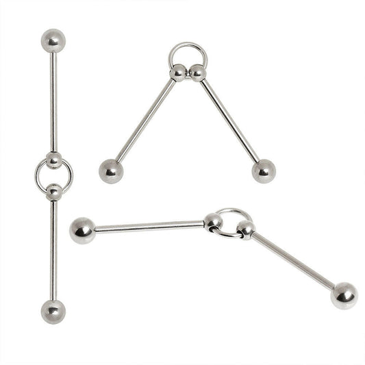 Two 316L Surgical Steel Barbells w/ Ring Industrial Barbell Industrial Barbell Impulse Piercings