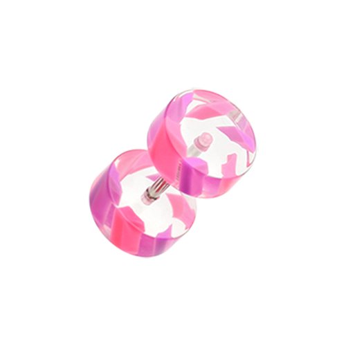 Two Tone Stripe UV Acrylic Fake Plug Fake Plug Impulse Piercings 16 gauge (1.2mm) Pink/Purple