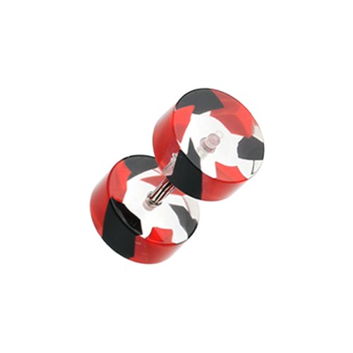 Two Tone Stripe UV Acrylic Fake Plug Fake Plug Impulse Piercings 16 gauge (1.2mm) Red/Black