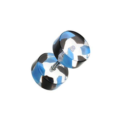 Two Tone Stripe UV Acrylic Fake Plug Fake Plug Impulse Piercings 16 gauge (1.2mm) Blue/Black