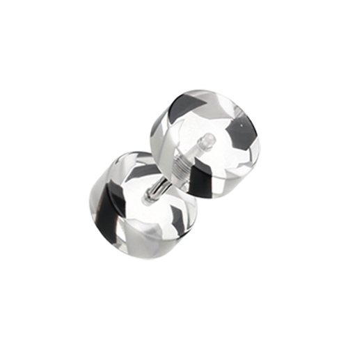 Two Tone Stripe UV Acrylic Fake Plug Fake Plug Impulse Piercings 16 gauge (1.2mm) Black/White