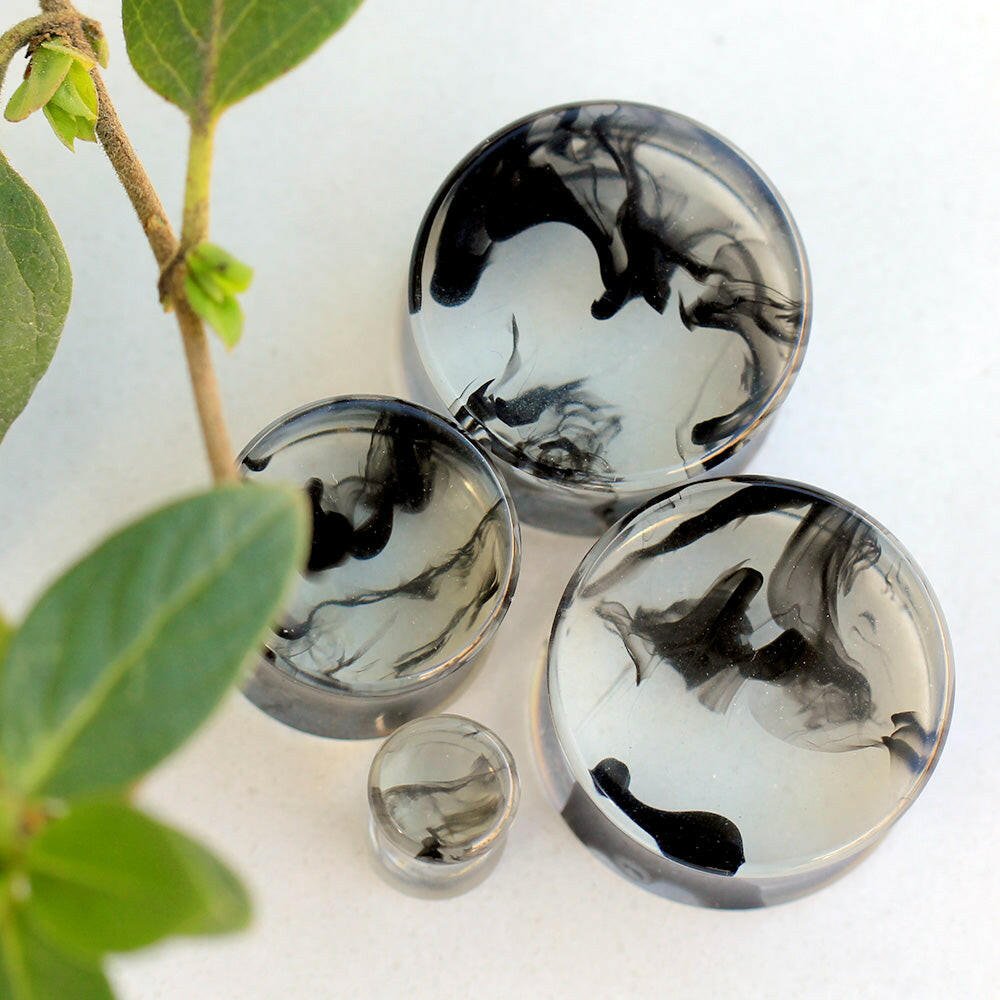 Ultra Clear Acrylic Ink Drop Saddle Plug Plugs Impulse Piercings