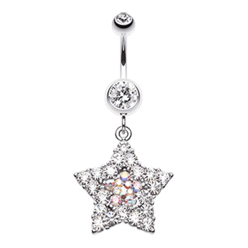 Ultra Dazzle Star Belly Button Ring Navel Ring Impulse Piercings Clear