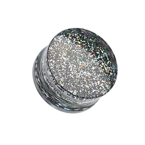 Ultra Shine Glittered Double Flared Acrylic Ear Gauge Plug Plugs Impulse Piercings 2 gauge (6.5mm) Black