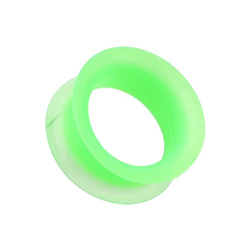 Ultra Thin Flexible Silicone Ear Skin Double Flared Tunnel Plug Plugs Impulse Piercings 8 gauge (3.2mm) Green