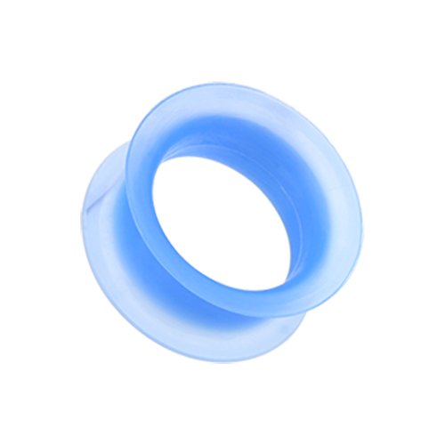 Ultra Thin Flexible Silicone Ear Skin Double Flared Tunnel Plug Plugs Impulse Piercings 8 gauge (3.2mm) Blue