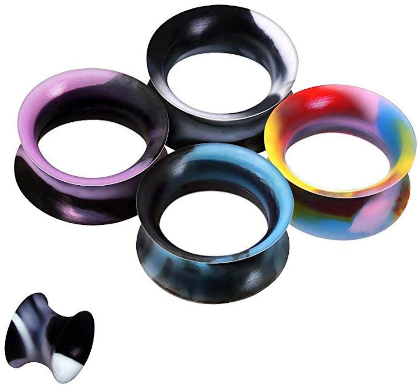 Ultra Thin Silicone Earskin Marble Plug Plugs Impulse Piercings 8 gaugeBlack/White