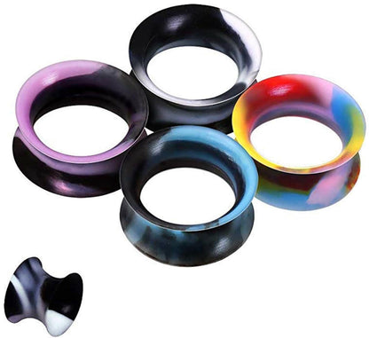 Ultra Thin Silicone Earskin Marble Plug Plugs Impulse Piercings 8 gaugeBlack/White