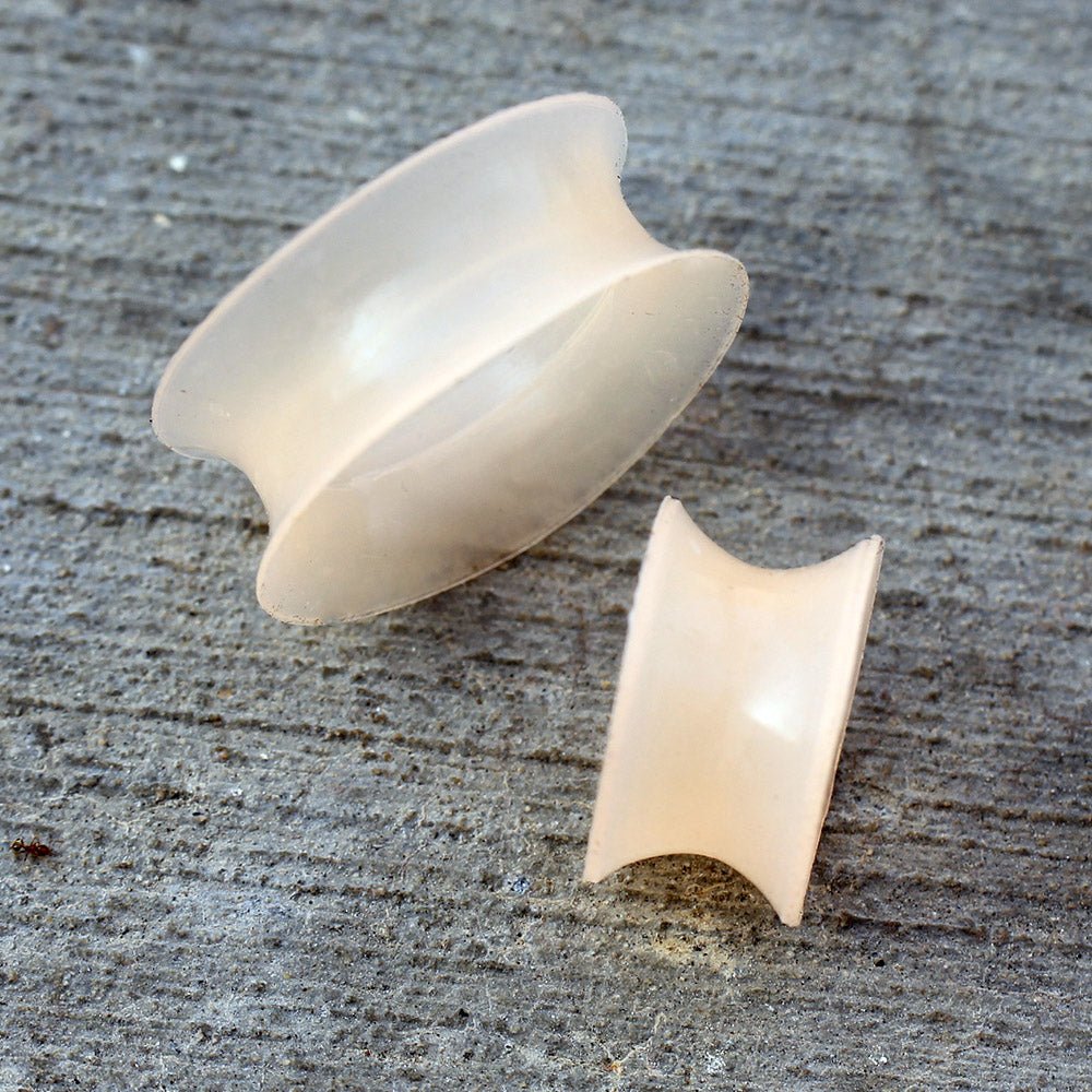 Ultra Thin Silicone Flesh Tone Earskin Tunnel Plug — Sold as Pair
