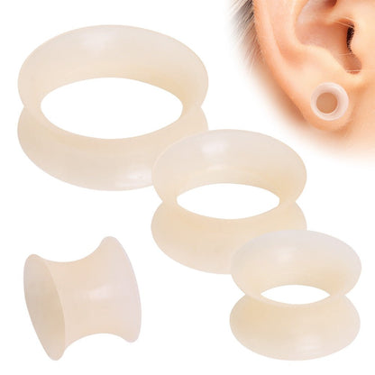 Ultra Thin Silicone Flesh Tone Earskin Tunnel Plug — Sold as Pair