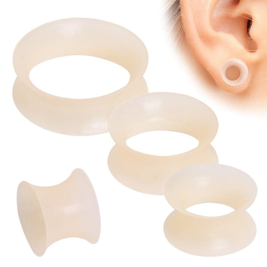 Ultra Thin Silicone Flesh Tone Earskin Tunnel Plug — Sold as Pair