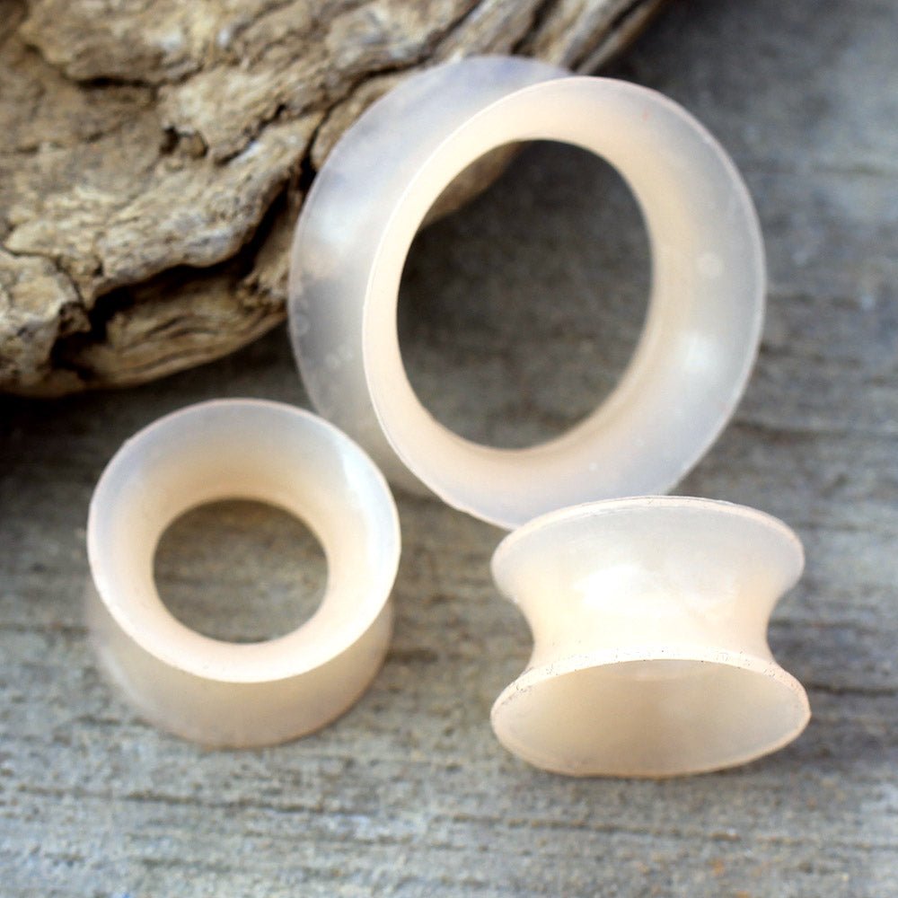 Ultra Thin Silicone Flesh Tone Earskin Tunnel Plug — Sold as Pair