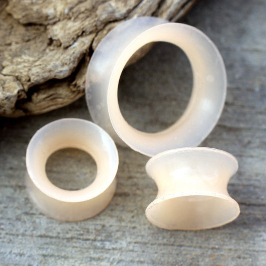 Ultra Thin Silicone Flesh Tone Earskin Tunnel Plug — Sold as Pair