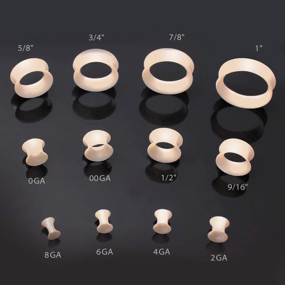 Ultra Thin Silicone Flesh Tone Earskin Tunnel Plug — Sold as Pair