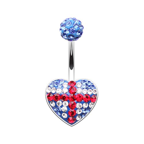 Union Jack Flag Heart Multi-Sprinkle Dot Belly Button Ring Navel Ring Impulse Piercings