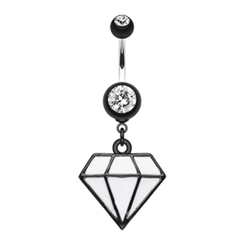 Urban Diamond Cast Belly Button Ring Navel Ring Impulse Piercings Black