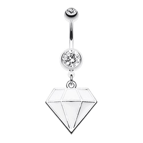 Urban Diamond Steel Belly Button Ring Navel Ring Impulse Piercings Clear/White