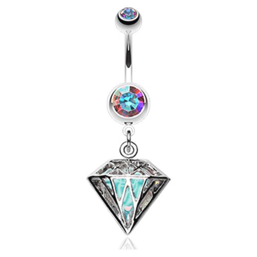 Urban Iridescent Diamond Belly Button Ring Navel Ring Impulse Piercings