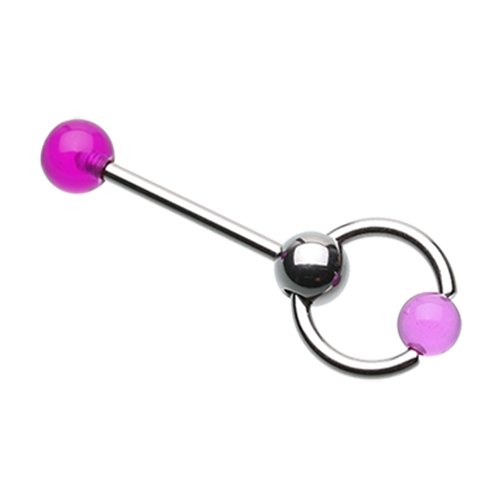 UV Acrylic Ball Top Slave Barbell Ring Barbell Impulse Piercings Purple