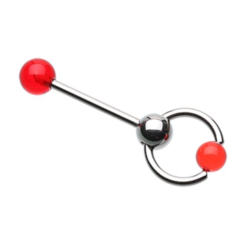 UV Acrylic Ball Top Slave Barbell Ring Barbell Impulse Piercings Red