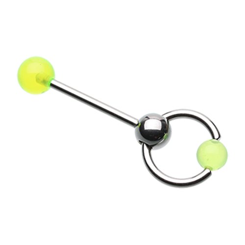 UV Acrylic Ball Top Slave Barbell Ring Barbell Impulse Piercings Green