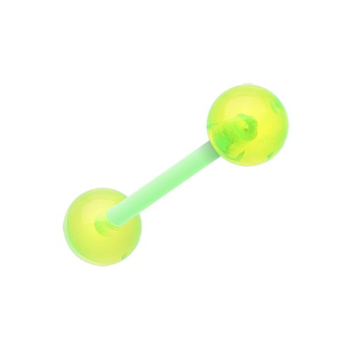 UV Acrylic Bio Flexible Shaft Barbell Tongue Ring Barbell Impulse Piercings 5/8" (16mm) Green