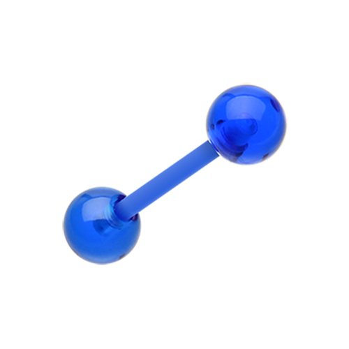 UV Acrylic Bio Flexible Shaft Barbell Tongue Ring Barbell Impulse Piercings 5/8" (16mm) Blue