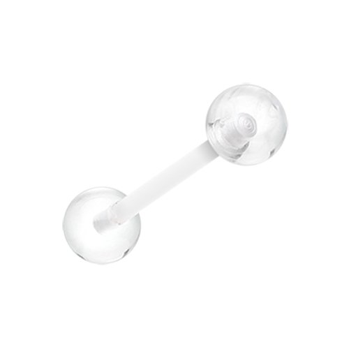 UV Acrylic Bio Flexible Shaft Barbell Tongue Ring Barbell Impulse Piercings 5/8" (16mm) Clear