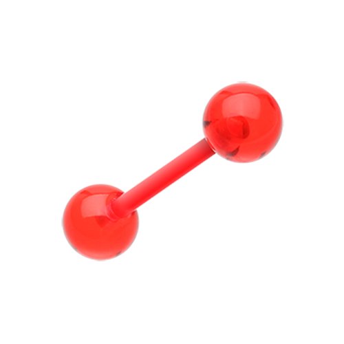 UV Acrylic Bio Flexible Shaft Barbell Tongue Ring Barbell Impulse Piercings 5/8" (16mm) Red