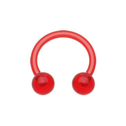 UV Acrylic Bio Flexible Shaft Horseshoe Circular Barbell Circular Barbell Impulse Piercings 5/16" (8mm) 1/8" (3mm) Red