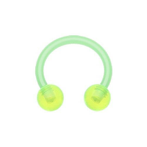 UV Acrylic Bio Flexible Shaft Horseshoe Circular Barbell Circular Barbell Impulse Piercings 5/16" (8mm) 1/8" (3mm) Green