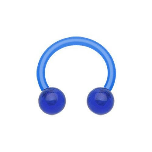 UV Acrylic Bio Flexible Shaft Horseshoe Circular Barbell Circular Barbell Impulse Piercings 3/8" (10mm) 5/32" (4mm) Blue