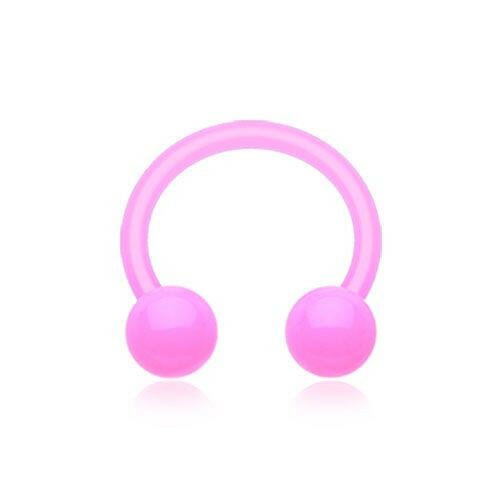 UV Acrylic Bio Flexible Shaft Horseshoe Circular Barbell Circular Barbell Impulse Piercings 5/16" (8mm) 1/8" (3mm) Pink