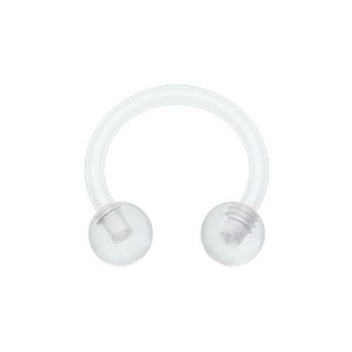 UV Acrylic Bio Flexible Shaft Horseshoe Circular Barbell Circular Barbell Impulse Piercings 5/16" (8mm) 1/8" (3mm) Clear