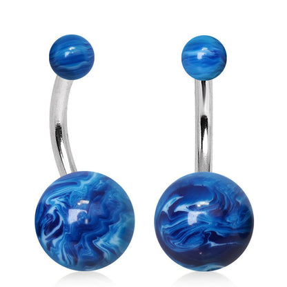 UV Acrylic Blue Marble Navel Ring Navel Ring Impulse Piercings