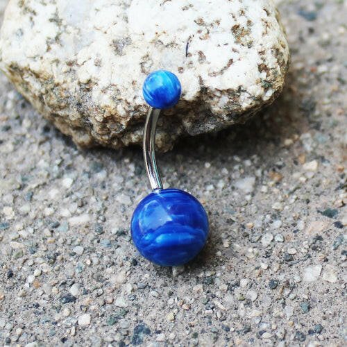 UV Acrylic Blue Marble Navel Ring