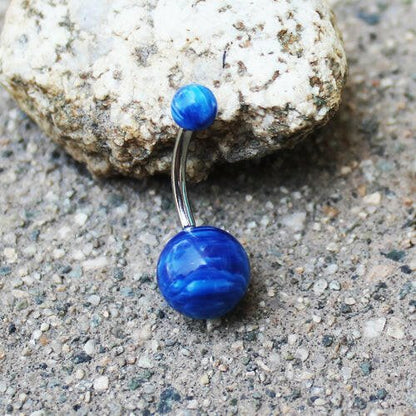 UV Acrylic Blue Marble Navel Ring