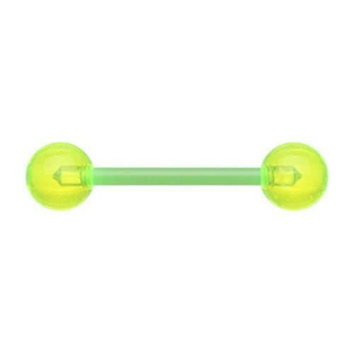 UV Acrylic Flexible Shaft Basic Nipple Barbell Nipple Ring Impulse Piercings 5/8" (16mm) Green