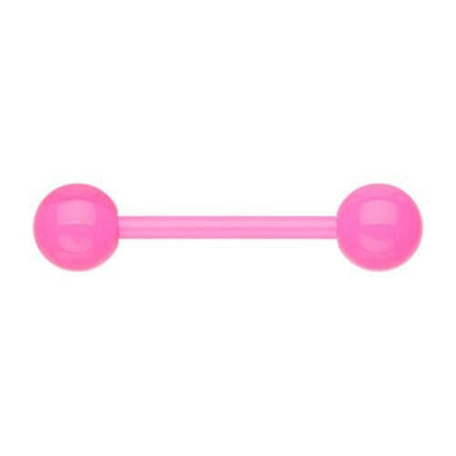 UV Acrylic Flexible Shaft Basic Nipple Barbell Nipple Ring Impulse Piercings 5/8" (16mm) Pink