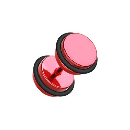 Vibrant E-Coat Basic Fake Plug Earrings with O-Rings Fake Plug Earrings Impulse Piercings 16 GA (1.2mm) Red