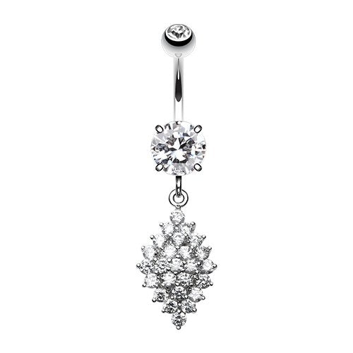 Vibrant Sparkle Diamond Crystals Cubic Zirconia Belly Button Ring Navel Ring Impulse Piercings Clear