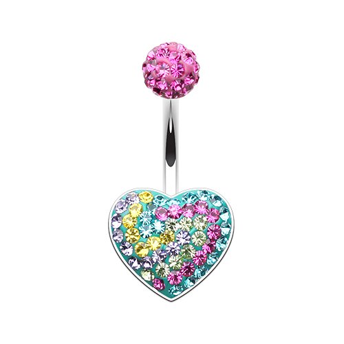 Vibrant Swirl Heart Multi-Sprinkle Dot Belly Button Ring Navel Ring Impulse Piercings