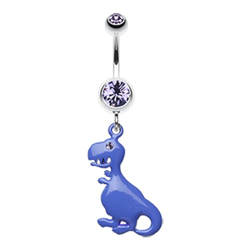 Vibrant T-Rex Dinosaur Belly Button Ring Navel Ring Impulse Piercings Tanzanite