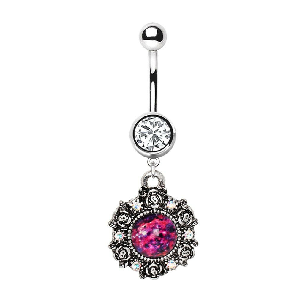 Stainless Steel Victorian Style Pendant Dangle Navel Ring Navel Ring 